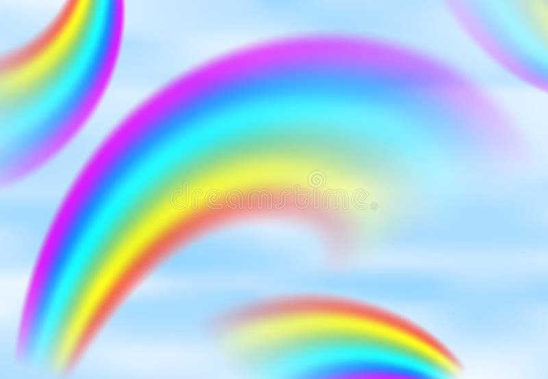 Rainbow in the blue sky among the light clouds royalty free illustration