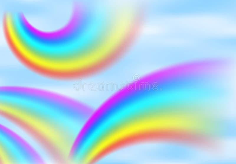 Rainbow in the blue sky among the light clouds stock illustration