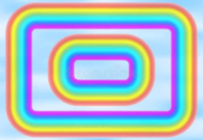 Rainbow in the blue sky among the light clouds stock illustration