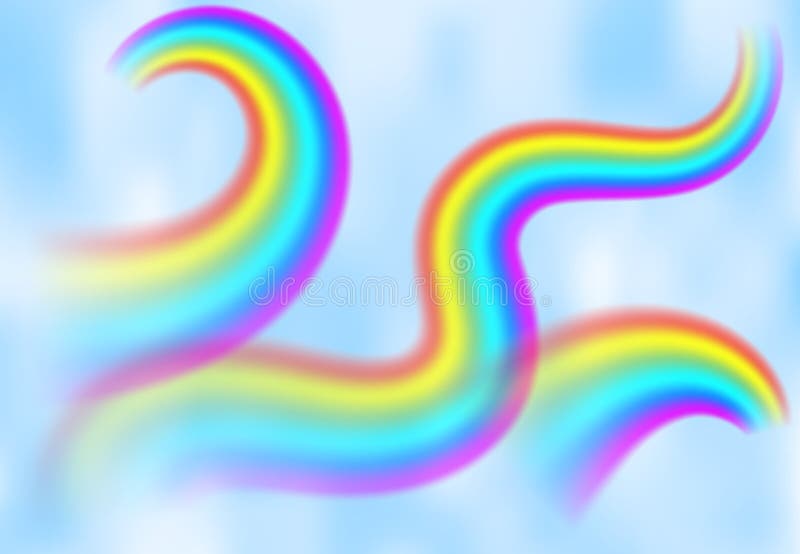 Rainbow in the blue sky among the light clouds vector illustration