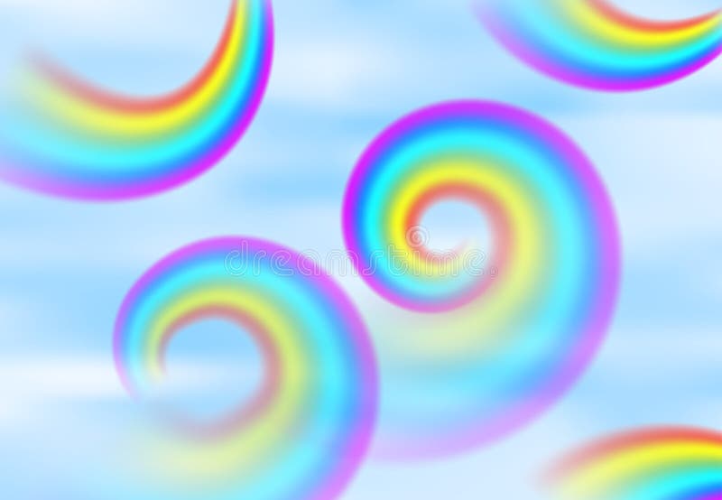 Rainbow in the blue sky among the light clouds vector illustration