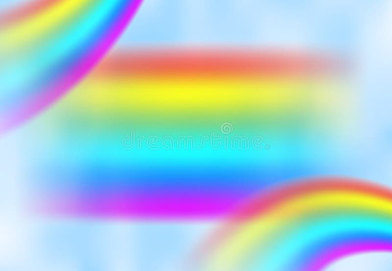 Rainbow in the blue sky among the light clouds stock illustration