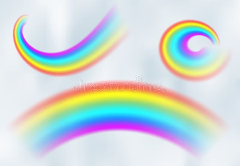 Rainbow in the blue sky among the light clouds vector illustration