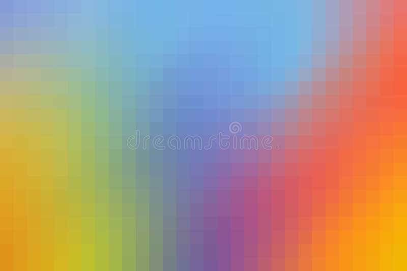 Rainbow bright gradient background, pixel mosaic tile. copy space. stock illustration
