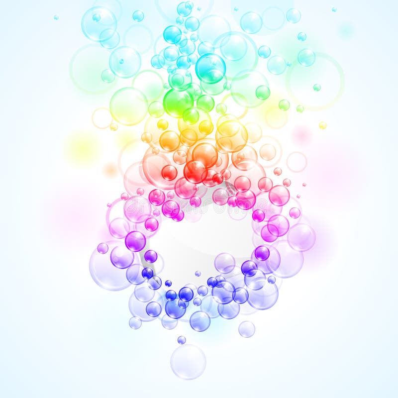 Colorful transparent rainbow bubbles background. Vector illustration