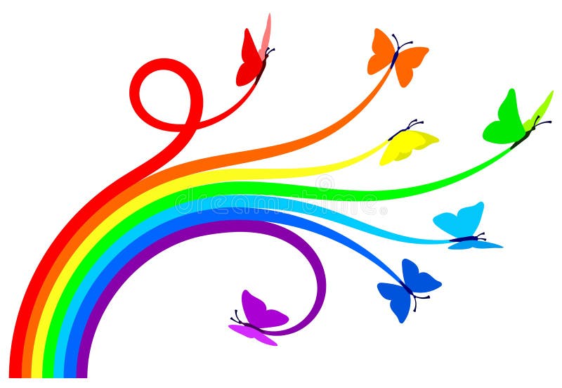 Rainbow butterflies. Seven butterflies creating a rainbow. Vector illustration, everything can be very easily separated or recolored vector illustration