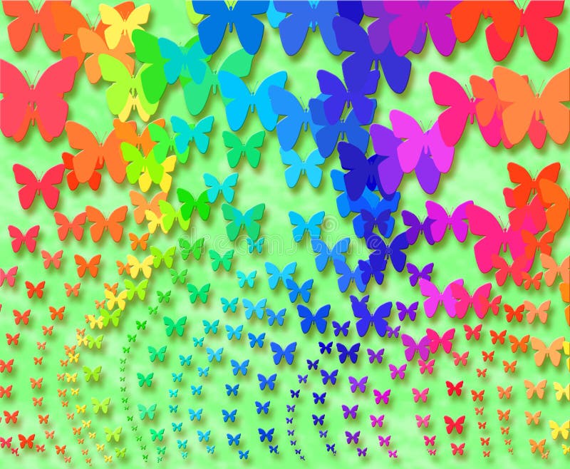 Color background of rainbow butterflies