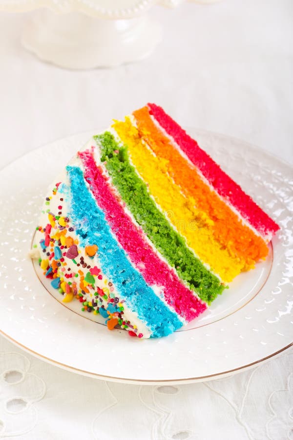 Rainbow cake slice stock image. Image of dessert, colors 44243839