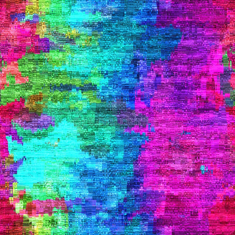 Blurry Rainbow Glitch Camo Texture Background. Irregular Bleeding