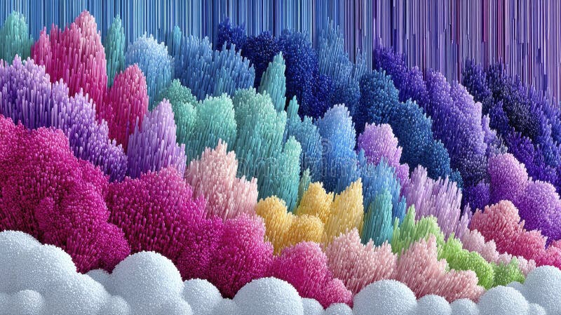 Rainbow Cfarbene Textured Landscape Abstract 3D Render lizenzfreie abbildung