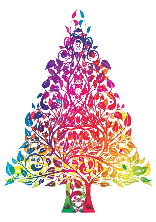 Download Rainbow christmas tree stock illustration. Illustration of ...