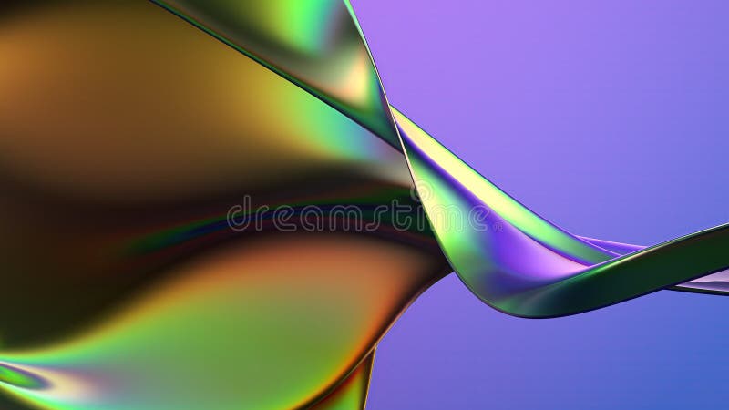 Rainbow chrome wavy thin metalwork psychedelic cyberpunk modern 3d rendering background material High quality 3d