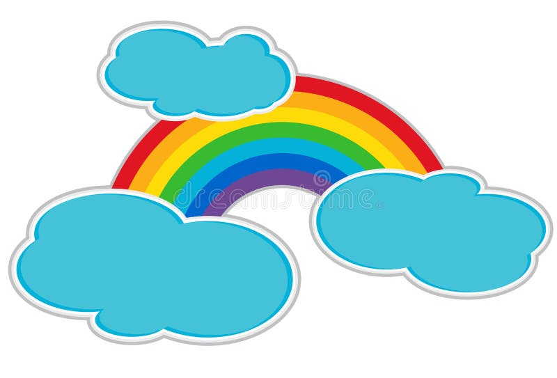 Rainbow with stylized cloud as isolated clipart. Rainbow clipart vectors