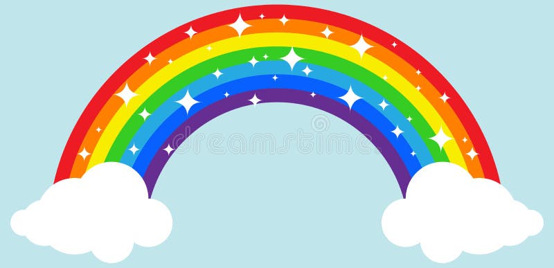 Rainbow. Rainbow with Clouds on a Blue Background Stock Illustration -  Illustration of natural, colorful: 195861567