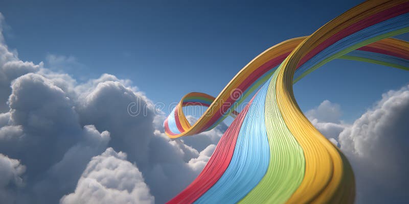 Rainbow Clouds Dreamy Sky Art royaltyfri illustrationer