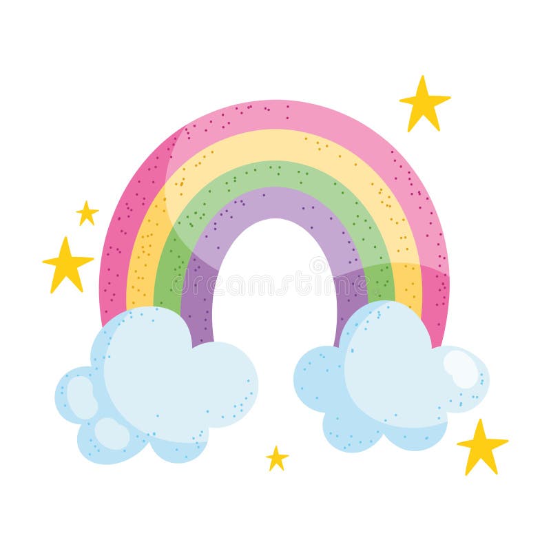 Rainbow and clouds stock vector. Illustration of vector - 242911435