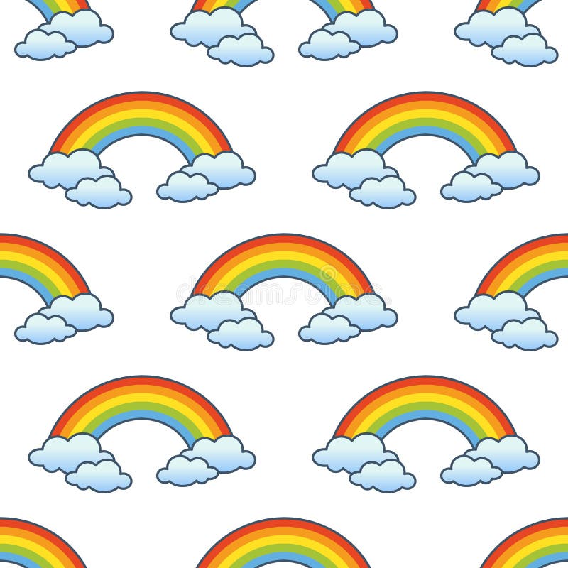 Download Rainbow & Clouds Seamless Pattern Stock Vector ...
