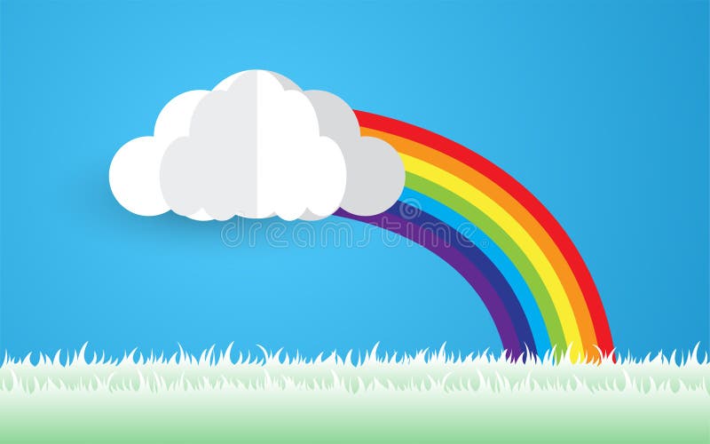 Rainbow and Clouds in the Sky, Vector Stock Vector - Illustration of