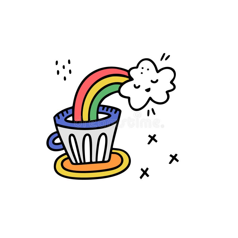 Rainbow Coffee Sticker stock vector. Illustration of patch - 128255654