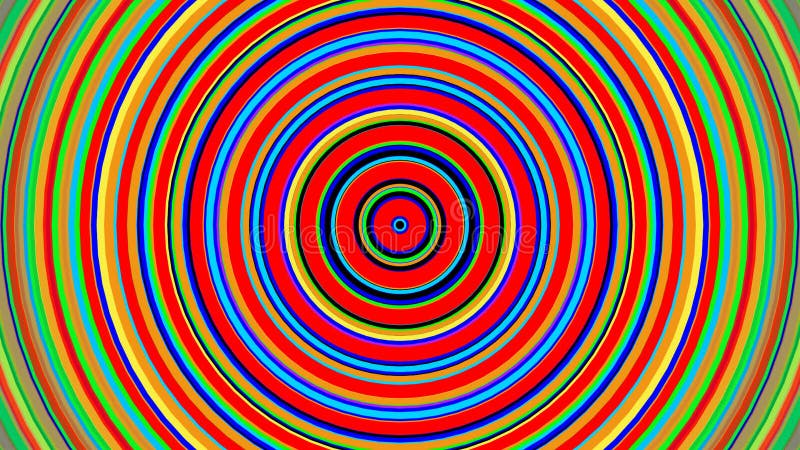 Rainbow color concentric circles growing. Seamless loop smooth 3D animation. Abstract background