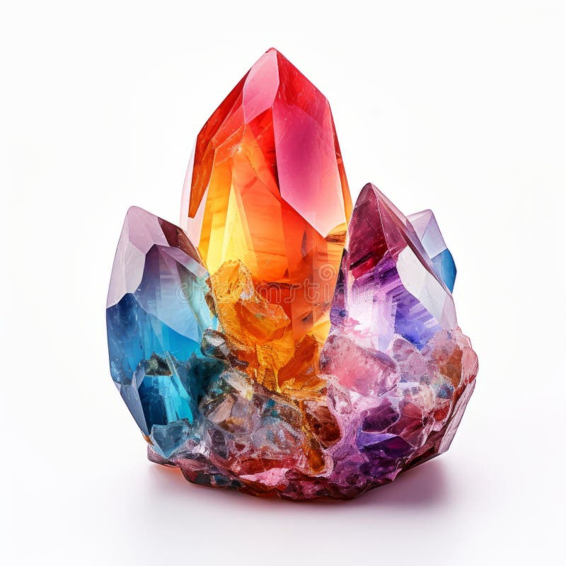 Rainbow Colored Crystal Gem on White Background Stock Illustration ...