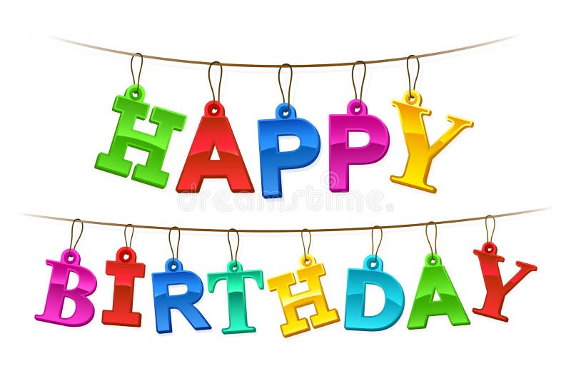 Rainbow Colored Happy Birthday Hanging Banner Stock Vector Rainbow Colored Happy Birthday Hanging Banner Stock Vector