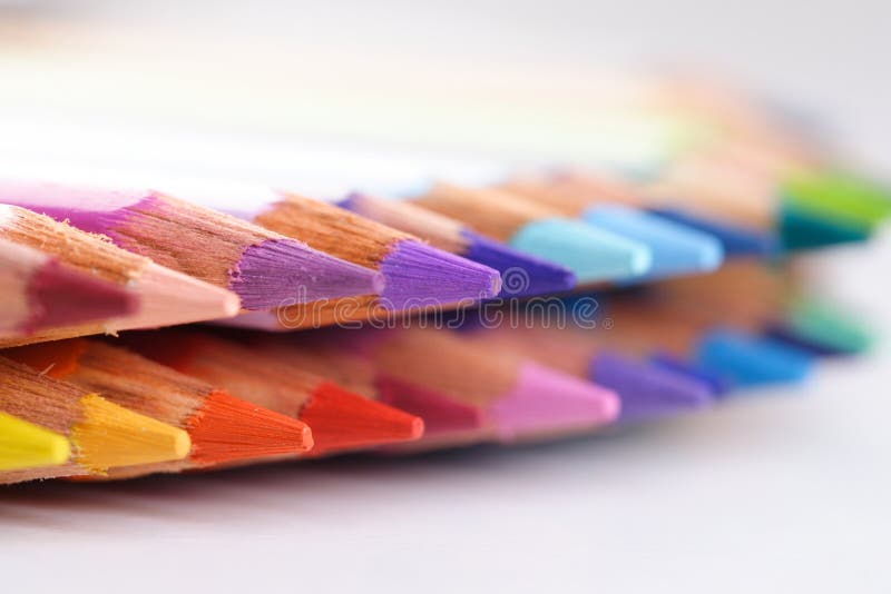 Rainbow Colored Pencils Closeup Stock Image Image of creative