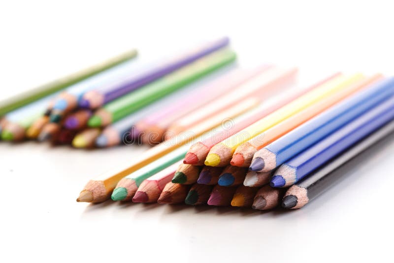 Rainbow Colored Pencils Closeup Stock Photo Image of group, green