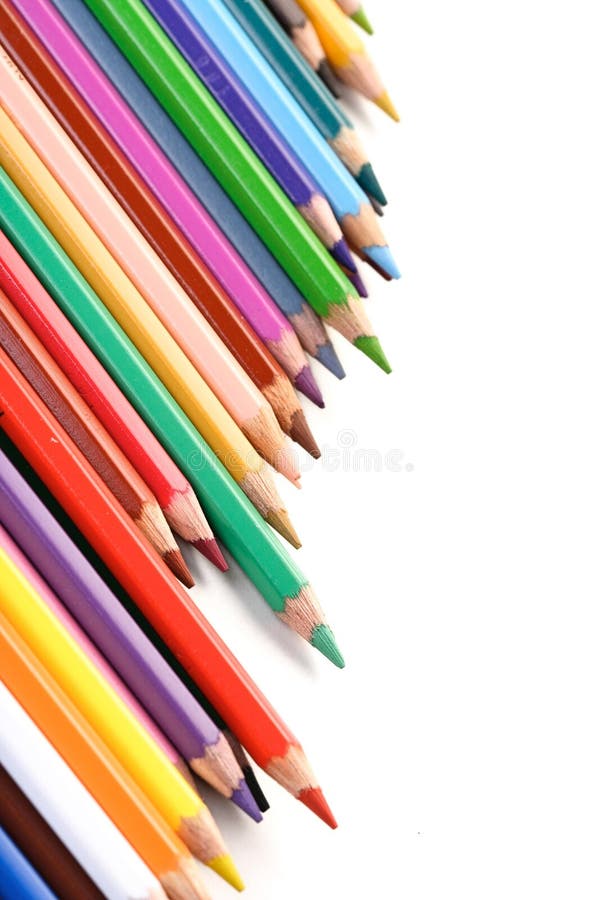 Rainbow Colored Pencils Closeup Stock Image Image of color