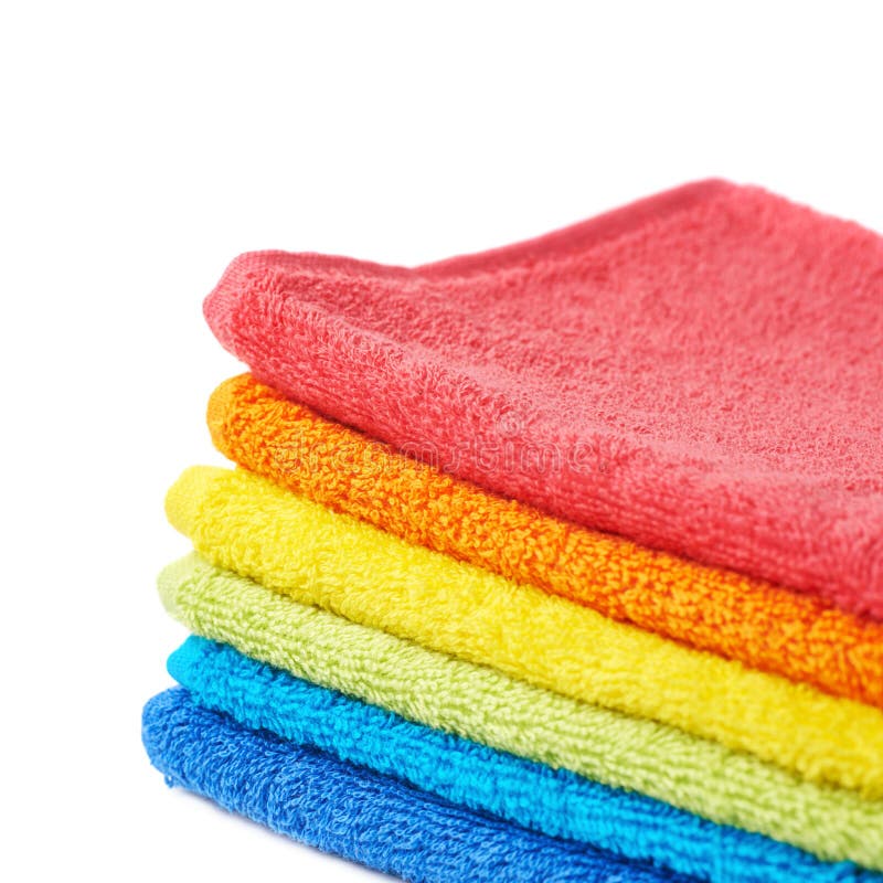 Rainbow Colored Pile Of Towels Isolated Stock Image Image of cotton