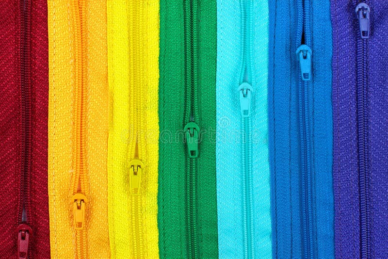 Rainbow colored zippers stock image. Image of clothing - 115216203