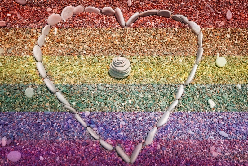Rainbow colours heart shape stones stock photos Rainbow colours heart shape stones stock photos
