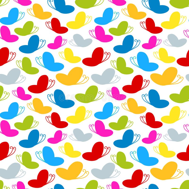 Rainbow colours seamless butterfly pattern