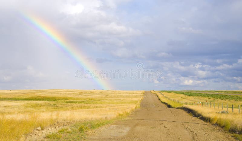 Rainbow on a country road