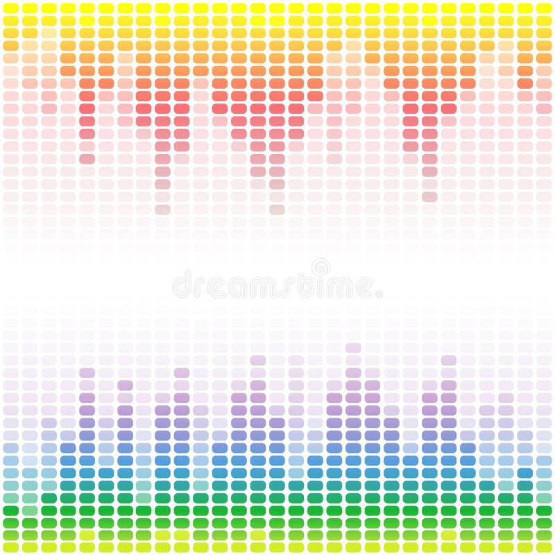 Rainbow digital equalizers on white background