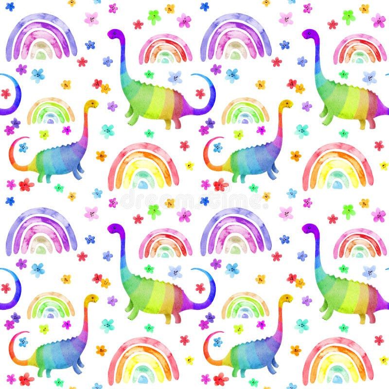 Totally roarsome dino quote with rainbow. Vector illustration