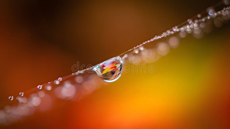 A rainbow in a drop: the magic of an autumn morning on a spiderweb royalty free illustration