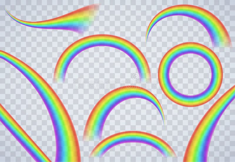 Rainbow elements on transparent background