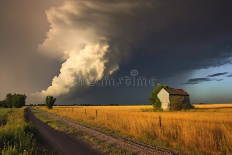 Rainbow emerging after a powerful supercell storm vector illustration