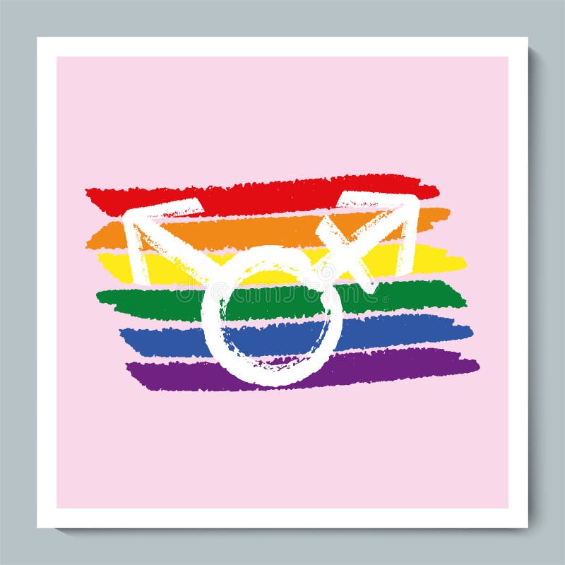 Rainbow Flag With Gender Lgbt Symbol Stock Vector Illustration Of Outline Freehand 251537047