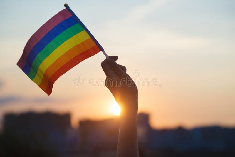 rainbow flag on sky background, LGBTQ