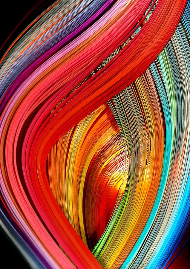 Ein satz bestehend aus Hunderte aus kette kunst das Geschäft, geformt Flamme farben aus Regenbogen.