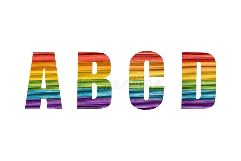 Rainbow Font Alphabet a , B , C , D Made of Popsicle Stick Stock