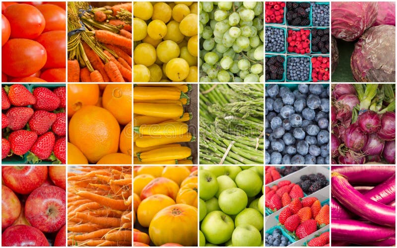 Rainbow Fruits and Vegetables Collage Stock Image Image of multicolored, food 62558049
