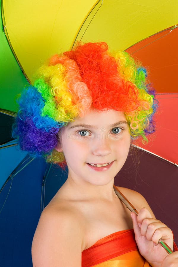 Rainbow girl stock photo. Image of party, happiness, childhood 15717766