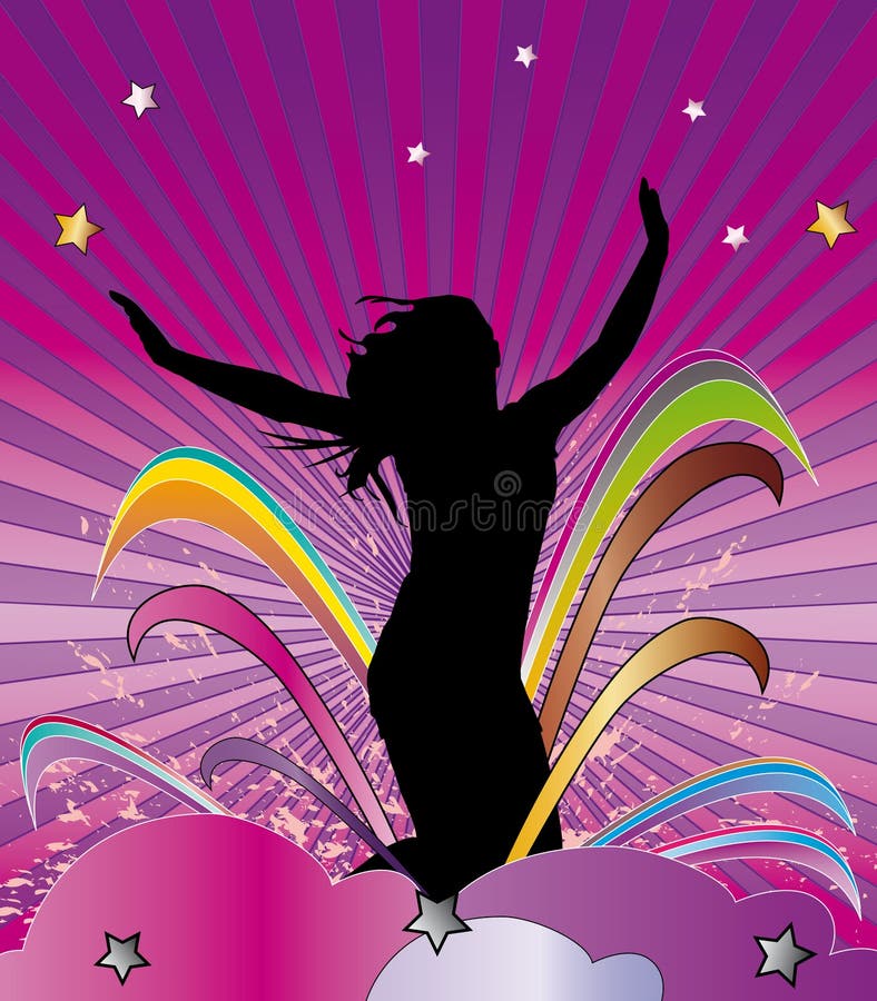 Rainbow girl stock vector. Illustration of jump, series - 8273362