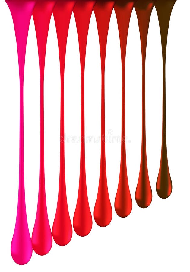 Rainbow glossy red paint drop blobs isolated on white. vector. 3d illustrator. Falling nail polish drops. Gradient mesh royalty free illustration Rainbow glossy red paint drop blobs isolated on white. vector. 3d illustrator. Falling nail polish drops. Gradient mesh royalty free illustration