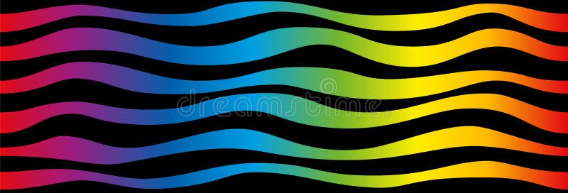 Rainbow Gradient Colored Waves Black Background royalty free illustration