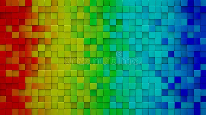 Rainbow gradient cubes 3D render vector illustration