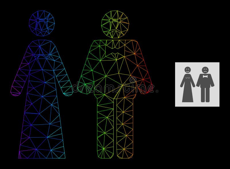 Rainbow Gradient Polygonal Network Wedding Emotions Icon vector illustration